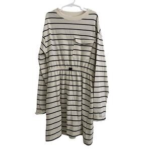 ZARA Girls sz 10 NWOT Striped Cream and Navy Dress